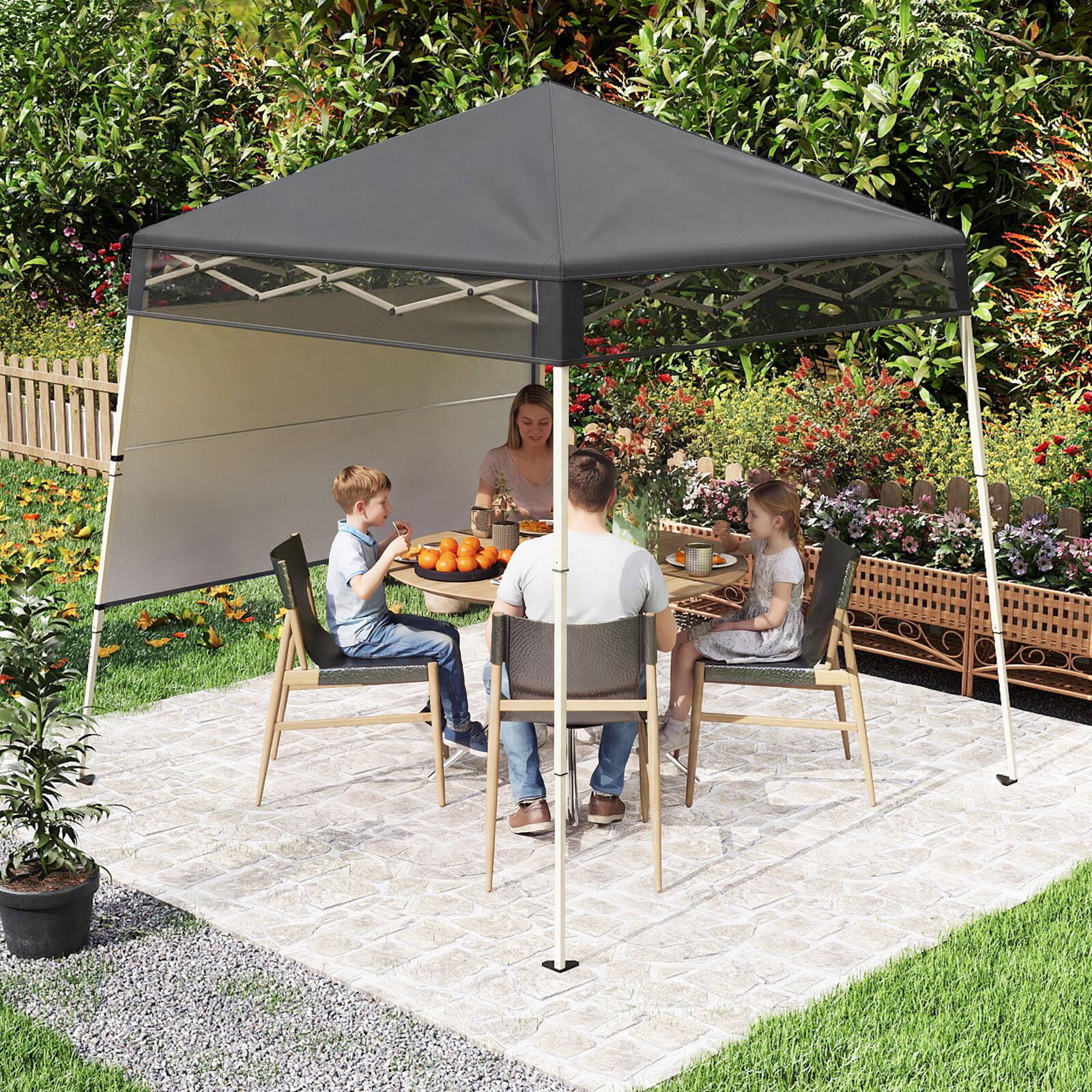 Alt View 1. Gymax - Gymax 7 x 7 FT Pop-Up Canopy TentOutdoor Sun Shelter w/ 1 Push Center Lock  Picnic Gray - Gray.