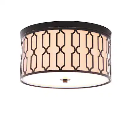 Front. Jonathan Y - Link 3-Light 16.75" Metal LED Flush Mount, Oil Rubbed Bronze - Oil Rubbed Bronze.