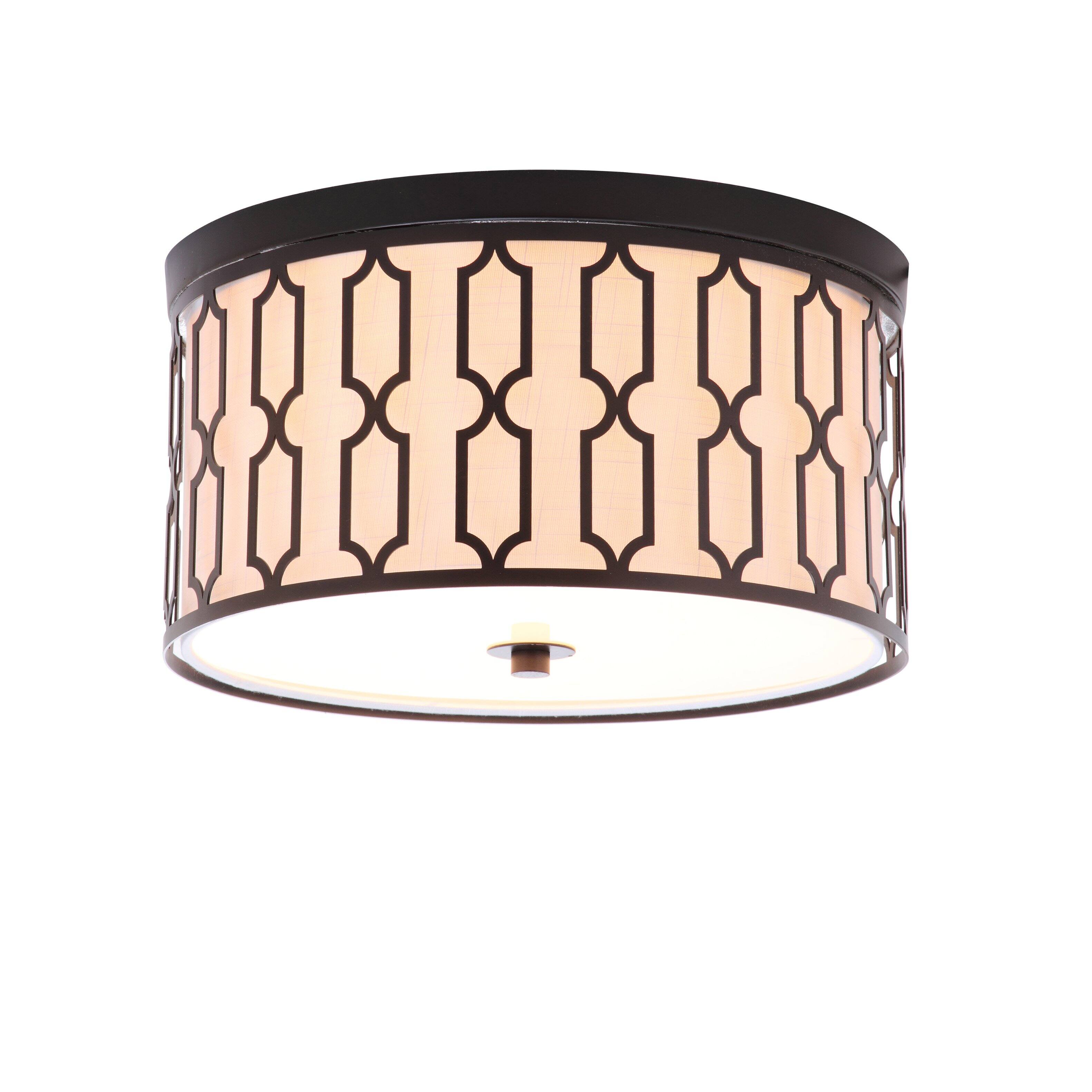 Front. Jonathan Y - Link 3-Light 16.75" Metal LED Flush Mount, Oil Rubbed Bronze - Oil Rubbed Bronze.