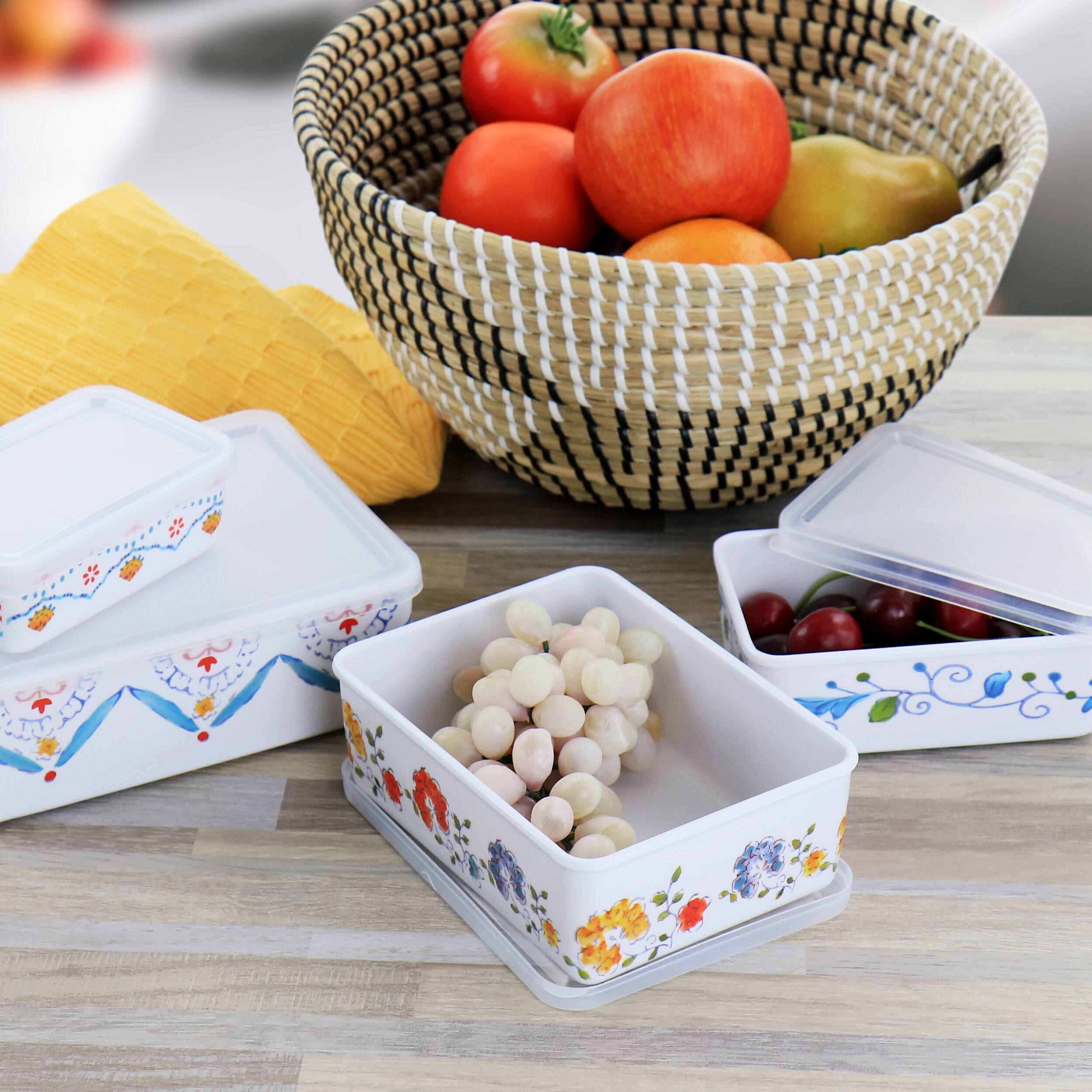 Alt View 4. Gibson - Gibson Home 8 Piece Anaya Rectangular Nesting Food Storage Set - White.