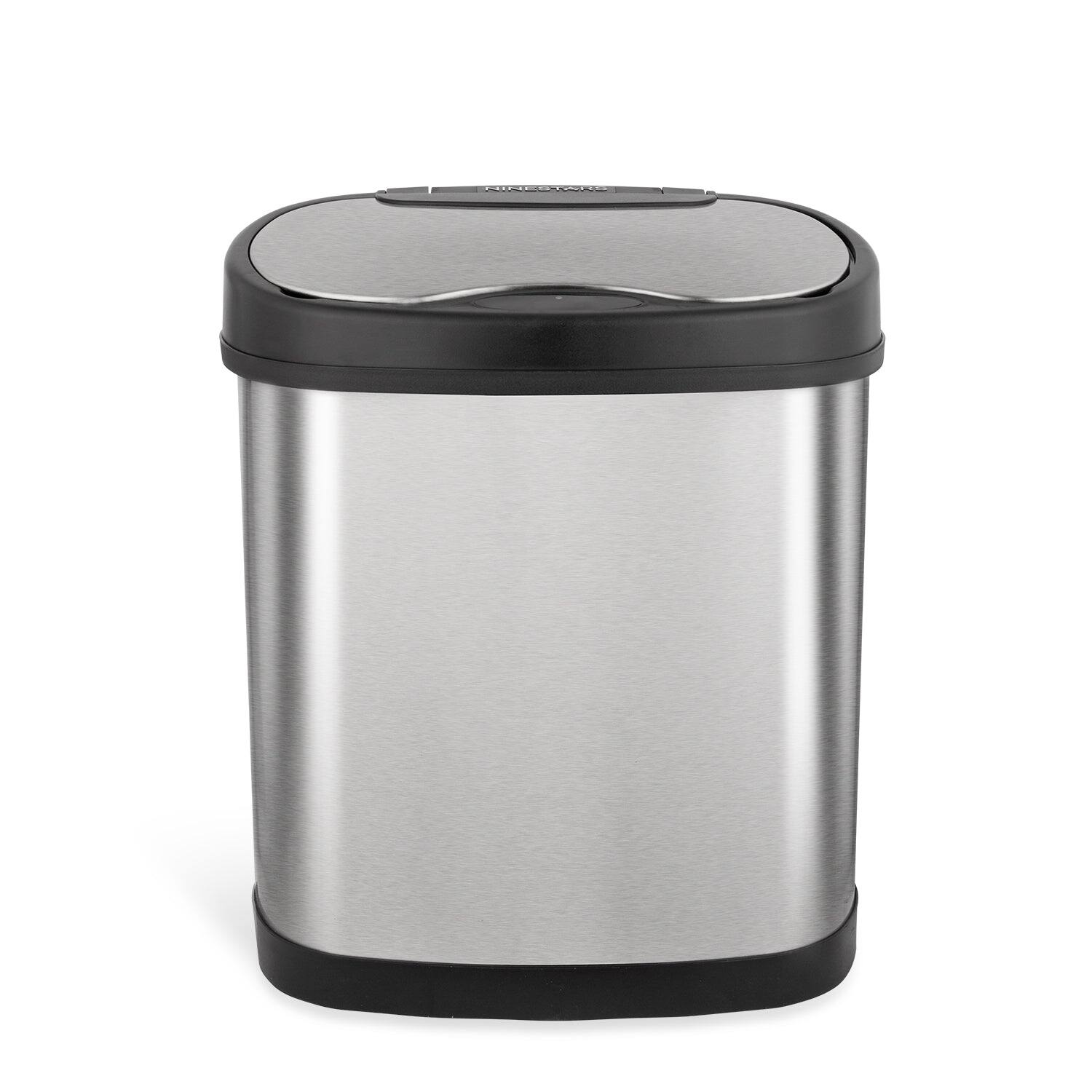 Front. Nine Stars - Oval Motion Sensor Trash Can 3.2 Gallon.