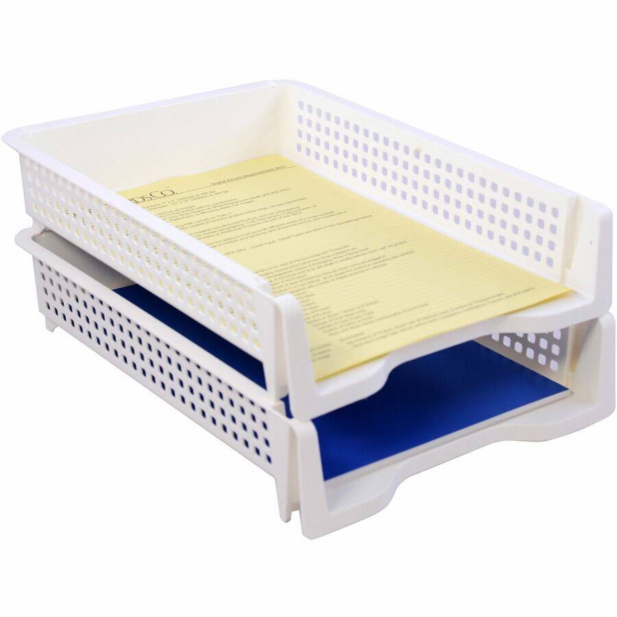 Left. Business Source - Business Source Stackable Letter Tray Stackable Front Loading Black Plastic - Black.