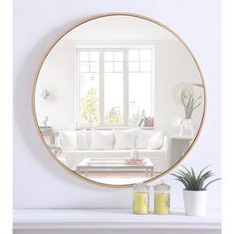 Elegant Decor - Metal frame Round Mirror 32 inch finish - Brass