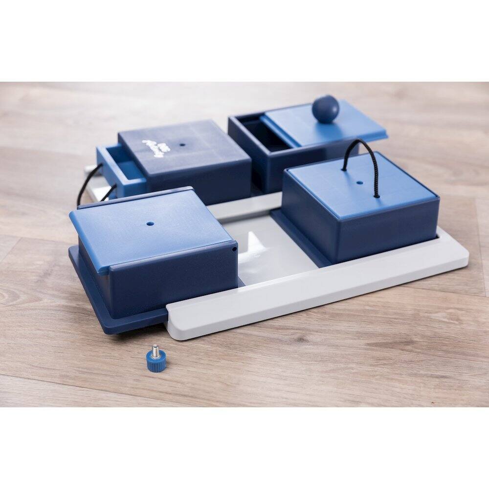 Alt View 4. TRIXIE - Dog Activity Poker Box 1 Strategy Game, Level 2 Dog Puzzle Toy, Treat Dispenser - White/Blue.