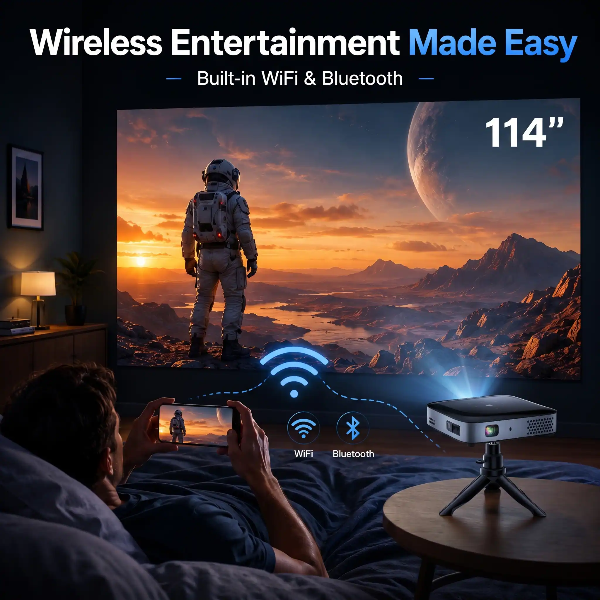Wireless Entertainment Made Easy  
Built-in WiFi & Bluetooth  
114"
