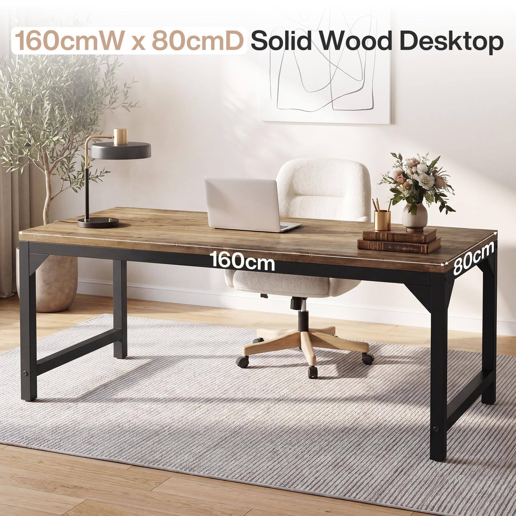 160cmW x 80cmD Solid Wood Desktop