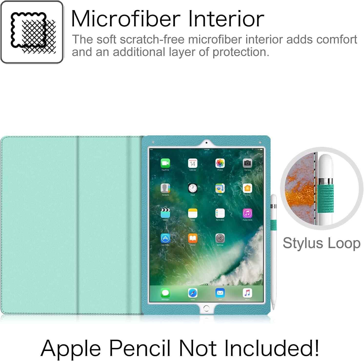 Microfiber Interior  
The soft scratch-free microfiber interior adds comfort and an additional layer of protection.

14  
Protes  
C  
Stylus Loop

Apple Pencil Not Included!