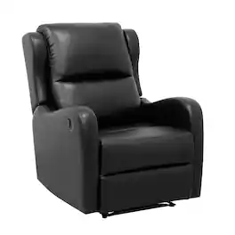 TinyHomie - Reclining Chair 1pc Comfort Seating Faux Leather Upholstery Living Room Furniture Solid Wood - Black