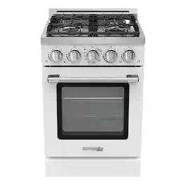 Unique Appliances - Off-Grid 24 in. Wide 4 Burner 3.75 Cu. Ft. Freestanding LP Gas Range with Waist-High Broiler and Manual Clean in White - White