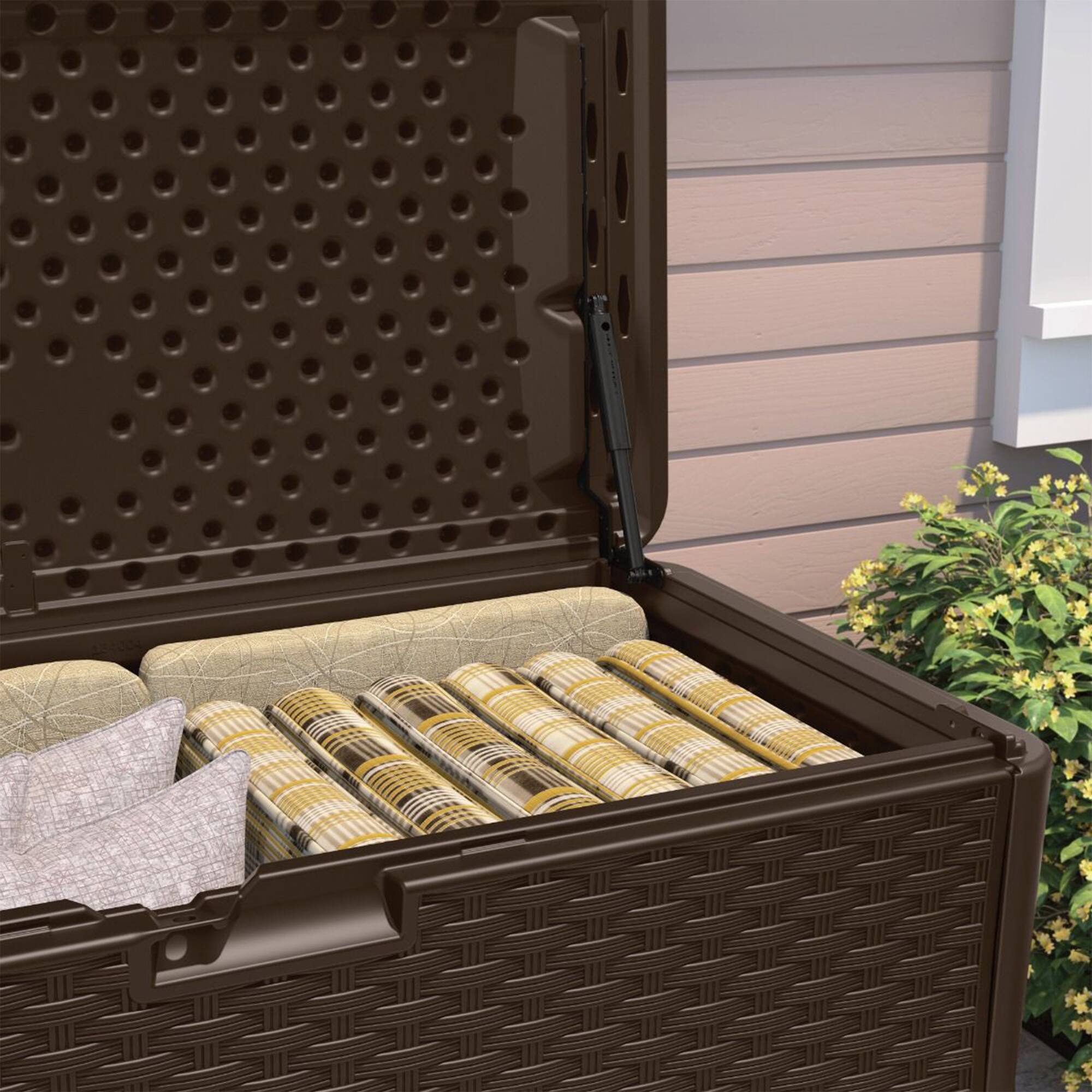 Alt View 5. Suncast - Suncast 134 Gallon All-Weather UV-Resistant Outdoor Patio Storage Deck Box, Java - Brown.
