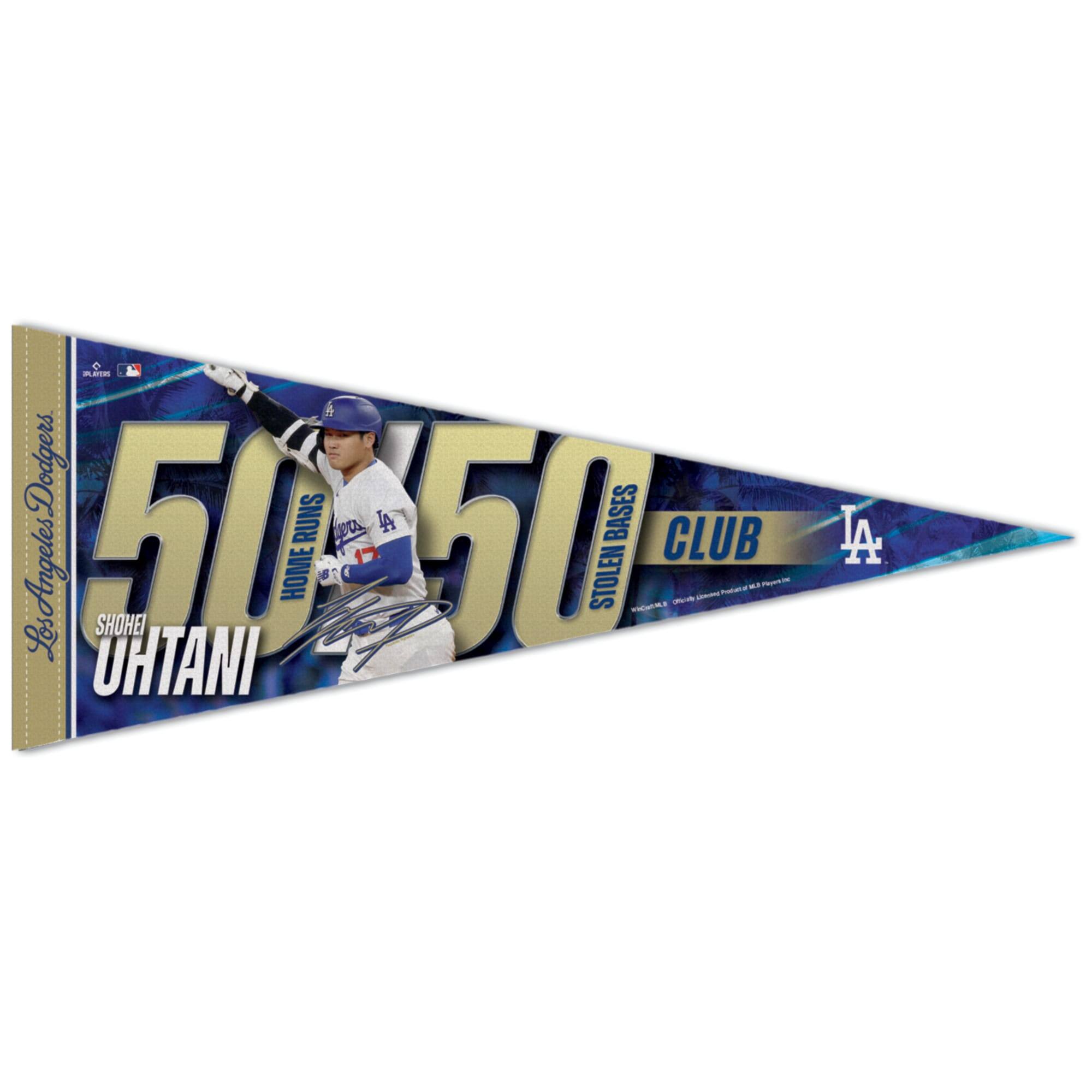 Los Angeles Dodgers  
Shohei Ohtani  
50 RUNS  
50 HOME RUNS  
50 STOLEN BASES  
50 CLUB  
LA