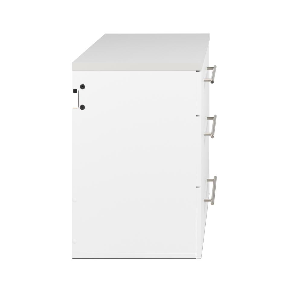Back. Prepac - HangUps 3-Drawer Base Storage Cabinet, White - White.