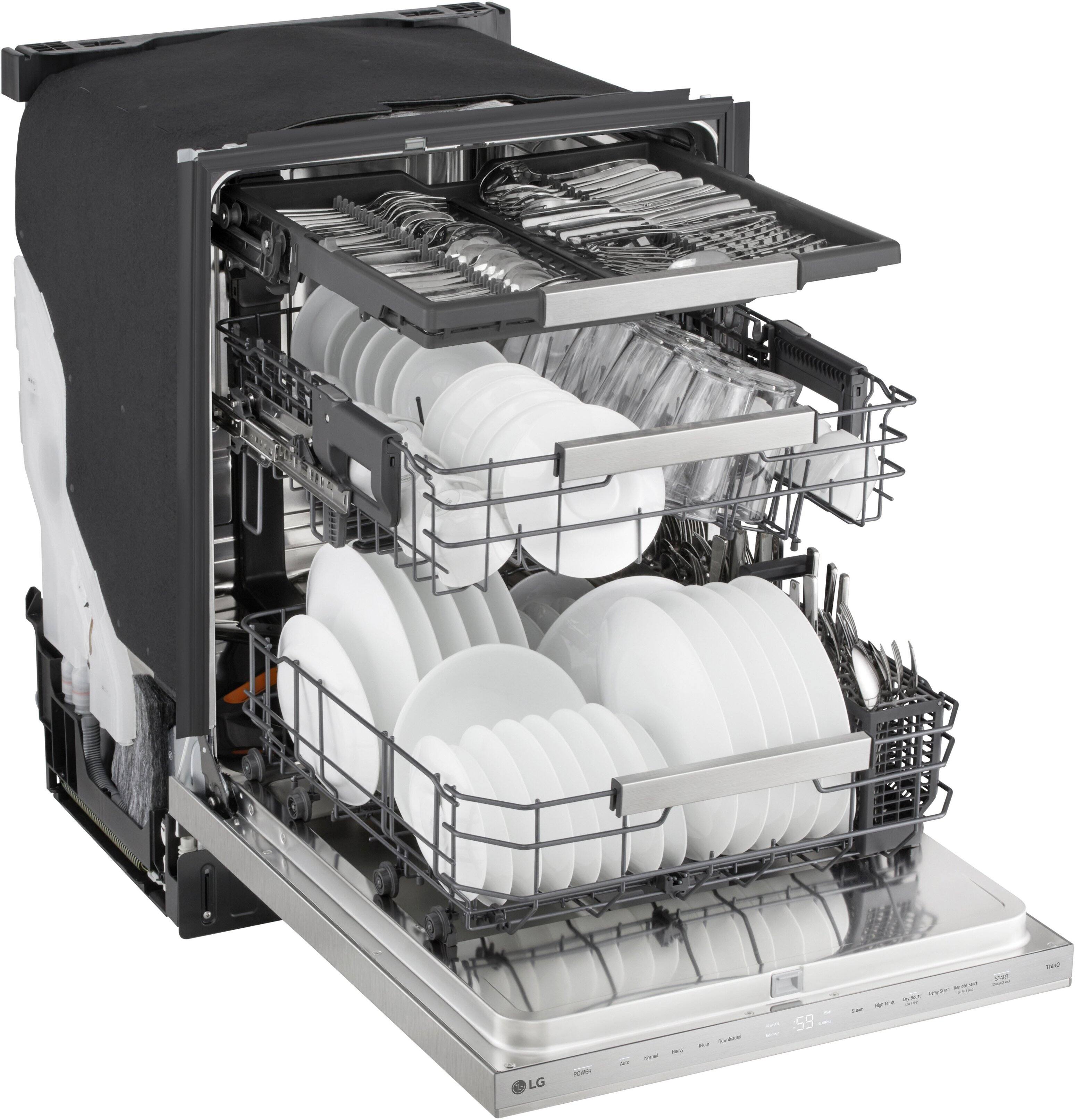 Alt View 15. LG - FlushFit 24" Top Control Smart Built-In Stainless Steel Tub Dishwasher with 3rd Rack, 1 Hour Wash & Dry Cycle and 44dBA - PrintProof Stainless Steel.