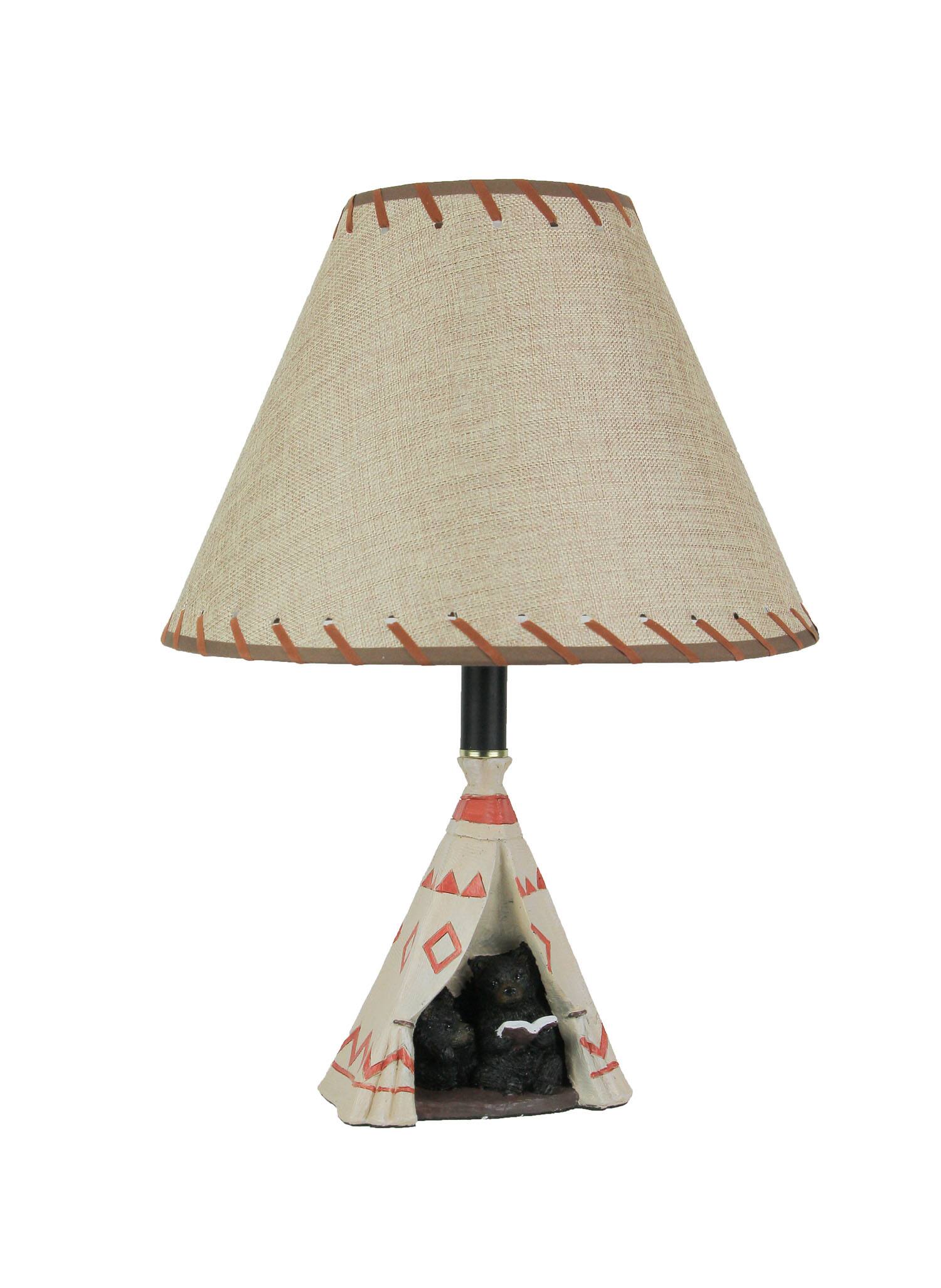 De Leon Collections - Mama Bear Reading Book To Cub in Teepee Tent Table Lamp - Brown