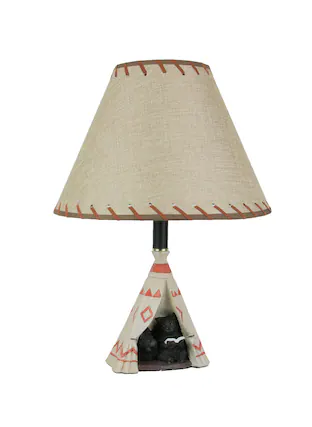 Front. De Leon Collections - Mama Bear Reading Book To Cub in Teepee Tent Table Lamp - Brown.