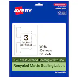 Avery - Avery® Sealing Labels, 5-7/8" x 4", Recycled Matte 30 Total - White