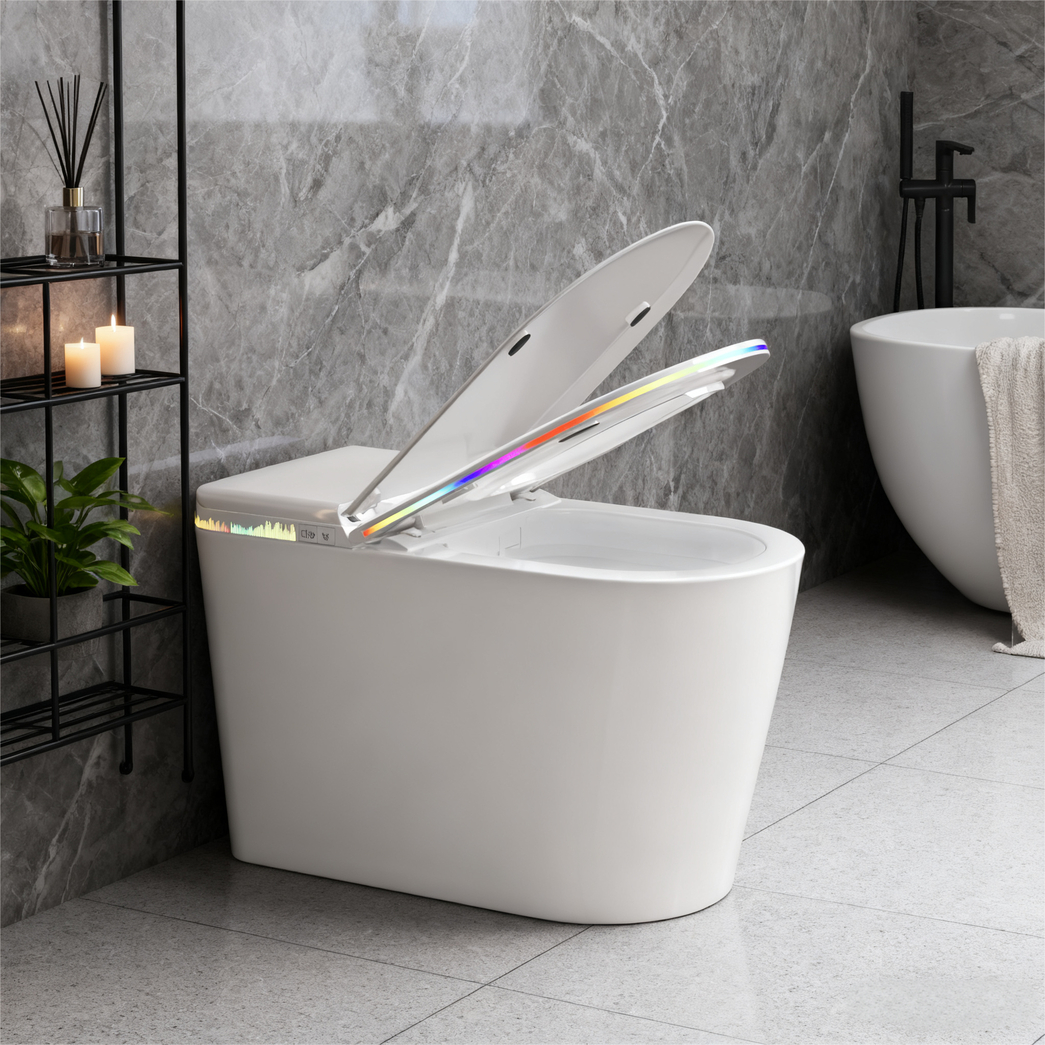 Front. Dyonery - Dyonery Premium Smart Toilet - Feminine Wash Function, Removable Nozzle, Foam Cover, Fragrance Stick & Kid-Friendly Mode - White.