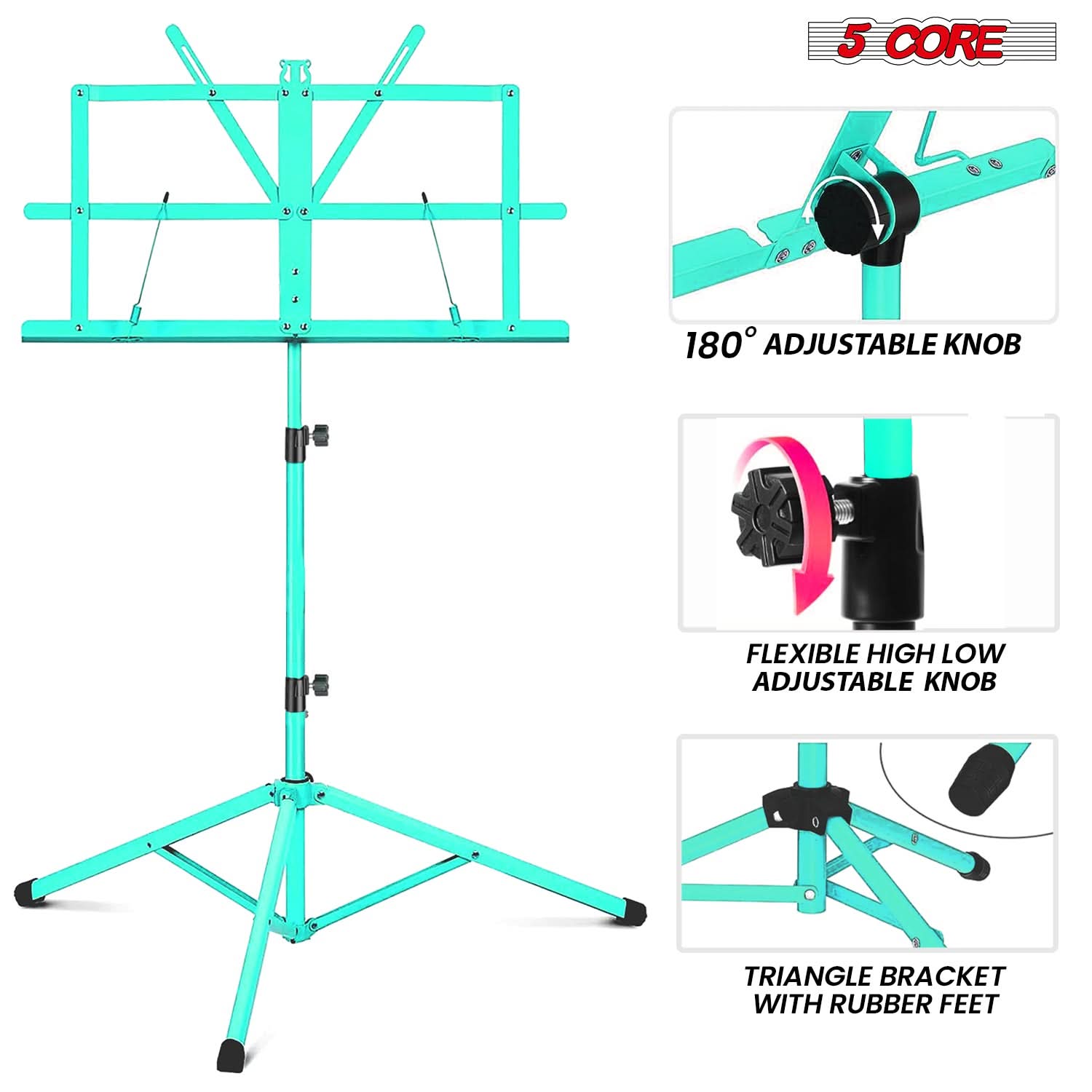 5 CORE

180° ADJUSTABLE KNOB

FLEXIBLE HIGH LOW ADJUSTABLE KNOB

TRIANGLE BRACKET WITH RUBBER FEET
