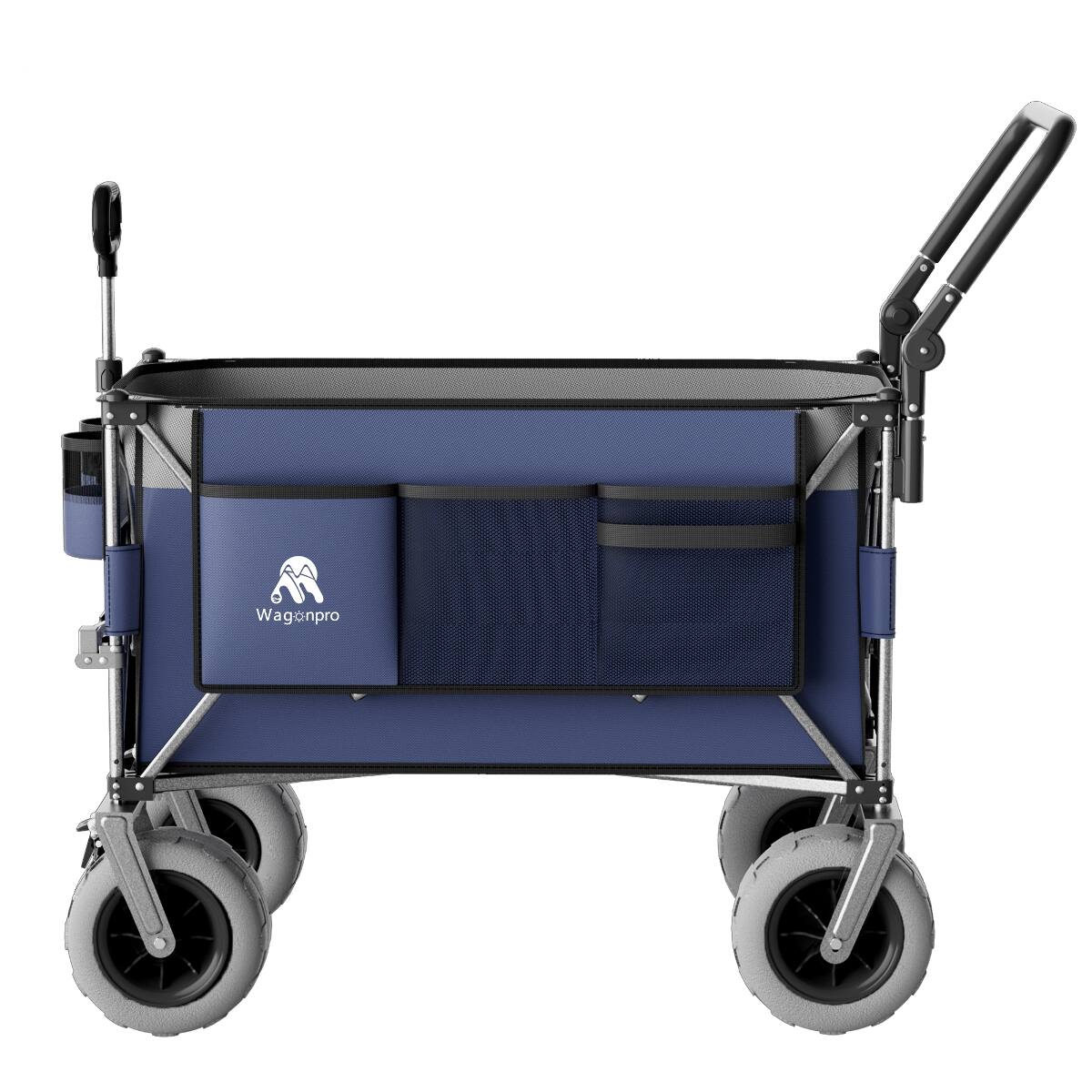 Left. Loheer - Loheer Folding Wagon Cart with All Terrain Beach Wheels and Adjustable Push Pull Handles.