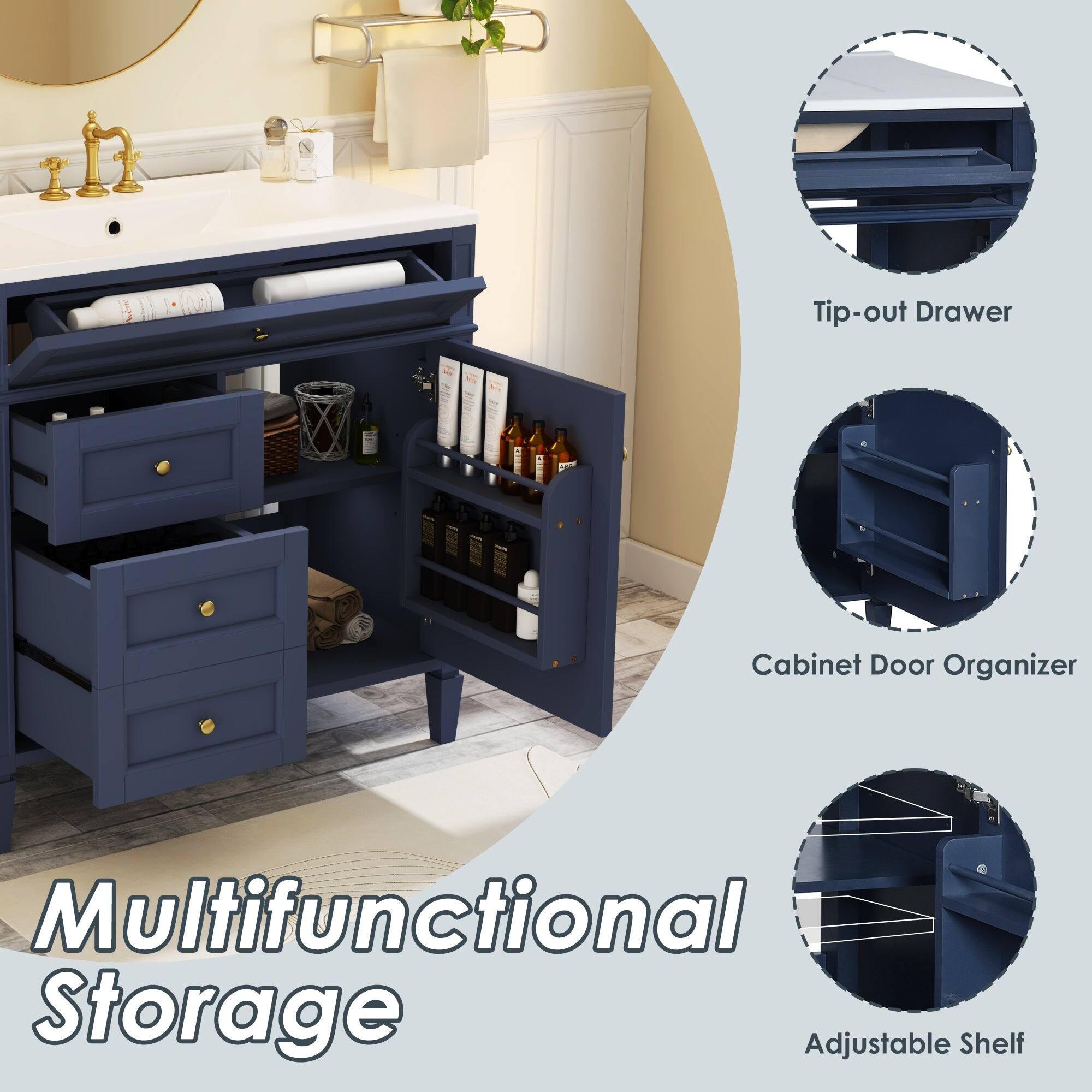 Tip-out Drawer Cabinet Door Organizer Multifunctional Storage Adjustable Shelf