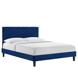 Modway - Leah Chevron Tufted Performance Velvet Queen Platform Bed - Blue