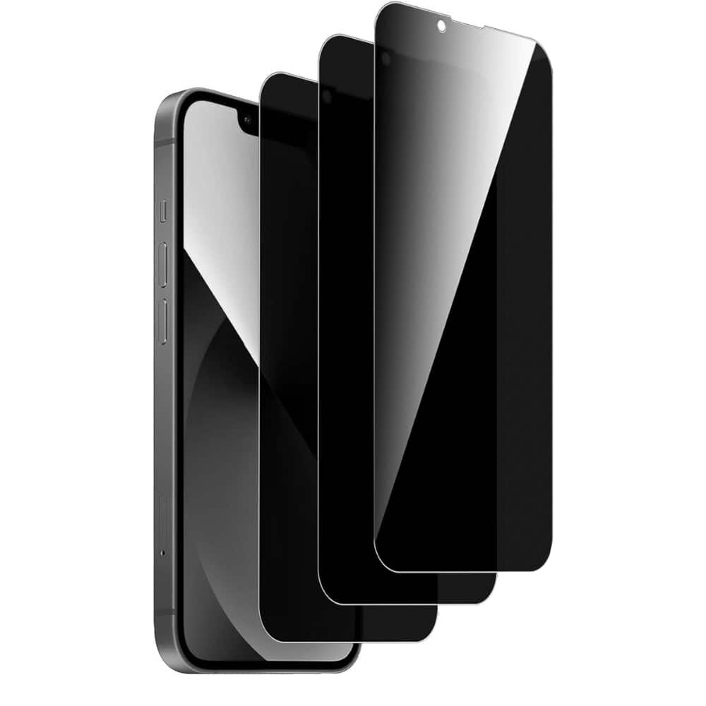Qixxronics - 3-PACK Screen Protector for iPhone 13 Pro Max Privacy Screen Protector 9H Hardness Glass - Black