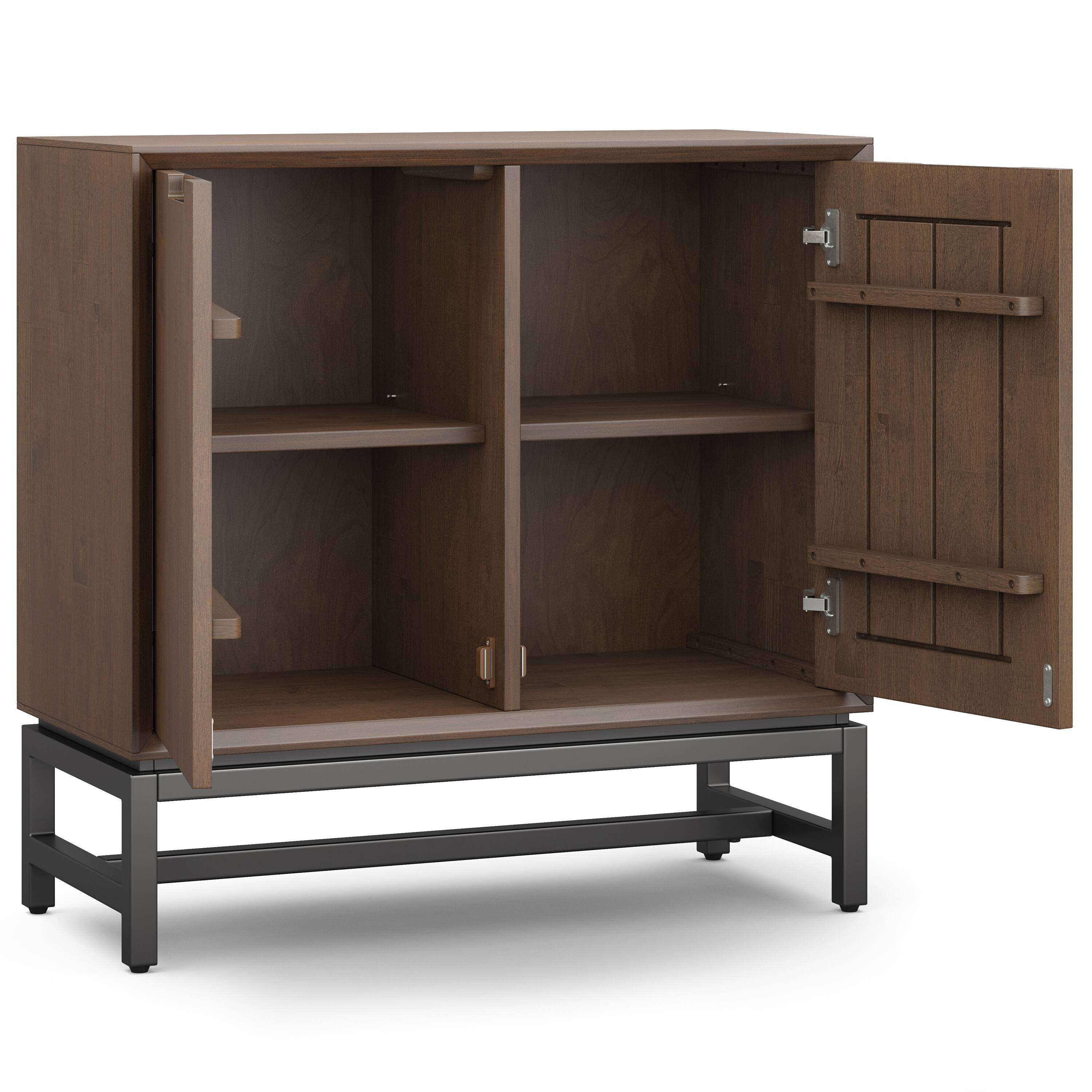 Back. Simpli Home - Banting Solid Wood 32 inch Storage Cabinet in Walnut Brown (Set of 2) - Walnut Brown.