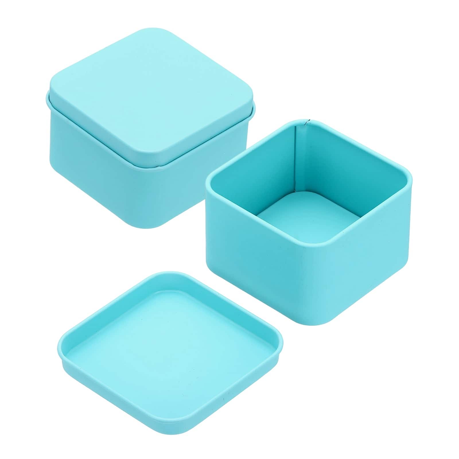 "Unique Bargains - 2pcs Metal Tin Box, 2.4x1.5"" Square Tinplate Lid, Portable Storage Candy Jars for Valentine's Day, Candle Jewelry - Blue" price history on PriceWatchPro
