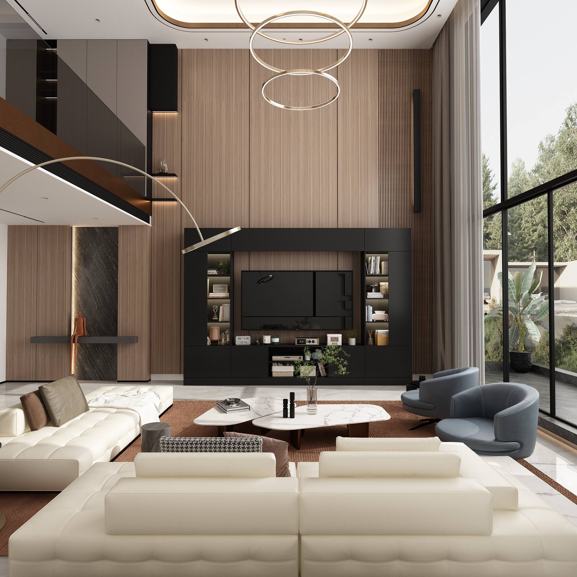 Alt View 9. FUFU & GAGA - Entertainment Center with Surround Design for 75 Inch TVs, Media Console Adjustable Lighting, Cable Management - Black.