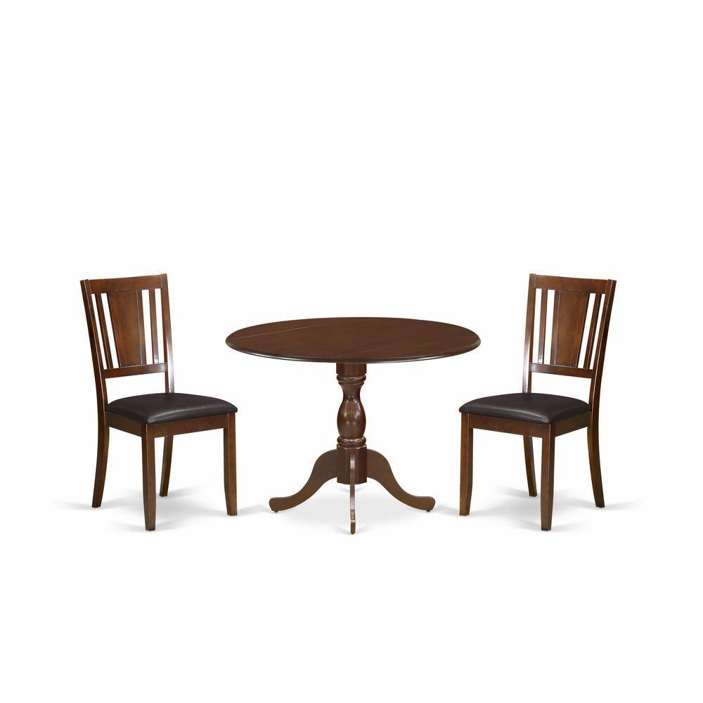 Left. East West Furniture - East West Furniture DMDU3-MAH-C 3 Piece Mid Century Dining Set Consists of 1 Drop Leaves Wooden Dining Table and 2 - Mahogany.