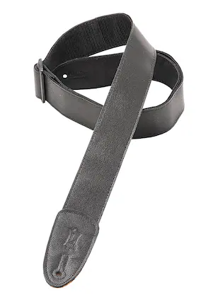 Front. Levy's Leathers - Garment Leather Guitar Strap, Classics Series - 2 inch. Wide - Black.
