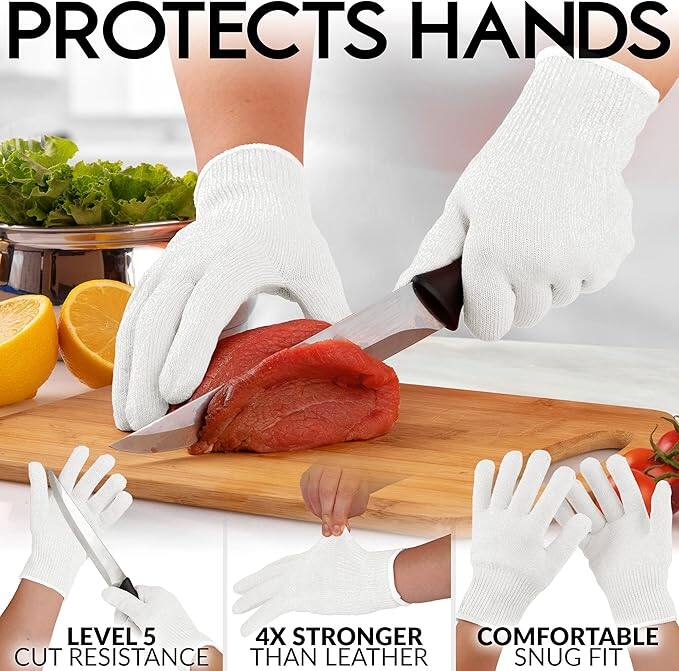 PROTECTS HANDS

LEVEL 5 CUT RESISTANCE

4X STRONGER THAN LEATHER

COMFORTABLE SNUG FIT