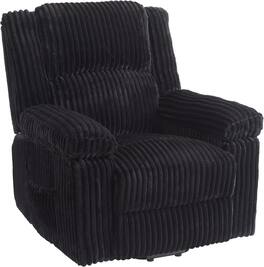 GAOMON - Corduroy Recliner Chair, Manual Recliner Sofa with Handle, Pillow Top Arms, Thick Padding, Side Pocket,330Lbs Capacity - Black