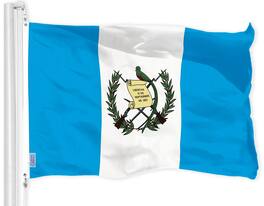 G128 - Guatemala flag 3x5 ft printed 150D polyester dye-sublimated brass grommets - Assorted Colors