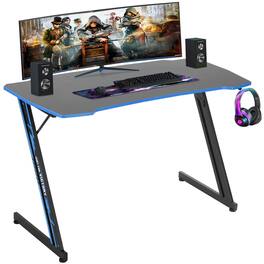 PARKER SLATER - Gaming Desk Computer Home Office Extra Large Modern Black Pc Carbon Fiber Table Gamer Workstation With Cup