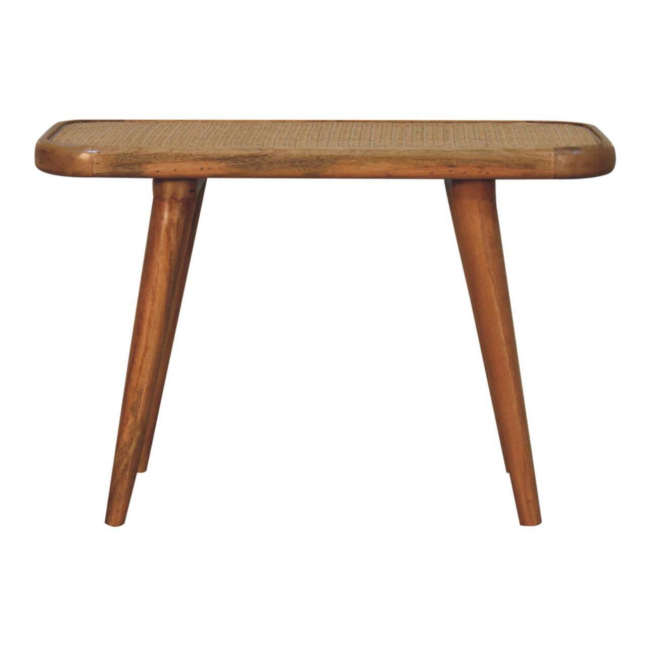 Front. Artisan Furniture - Artisan Furniture Solid Wood Larissa Rattan Bench, Brown - Brown.