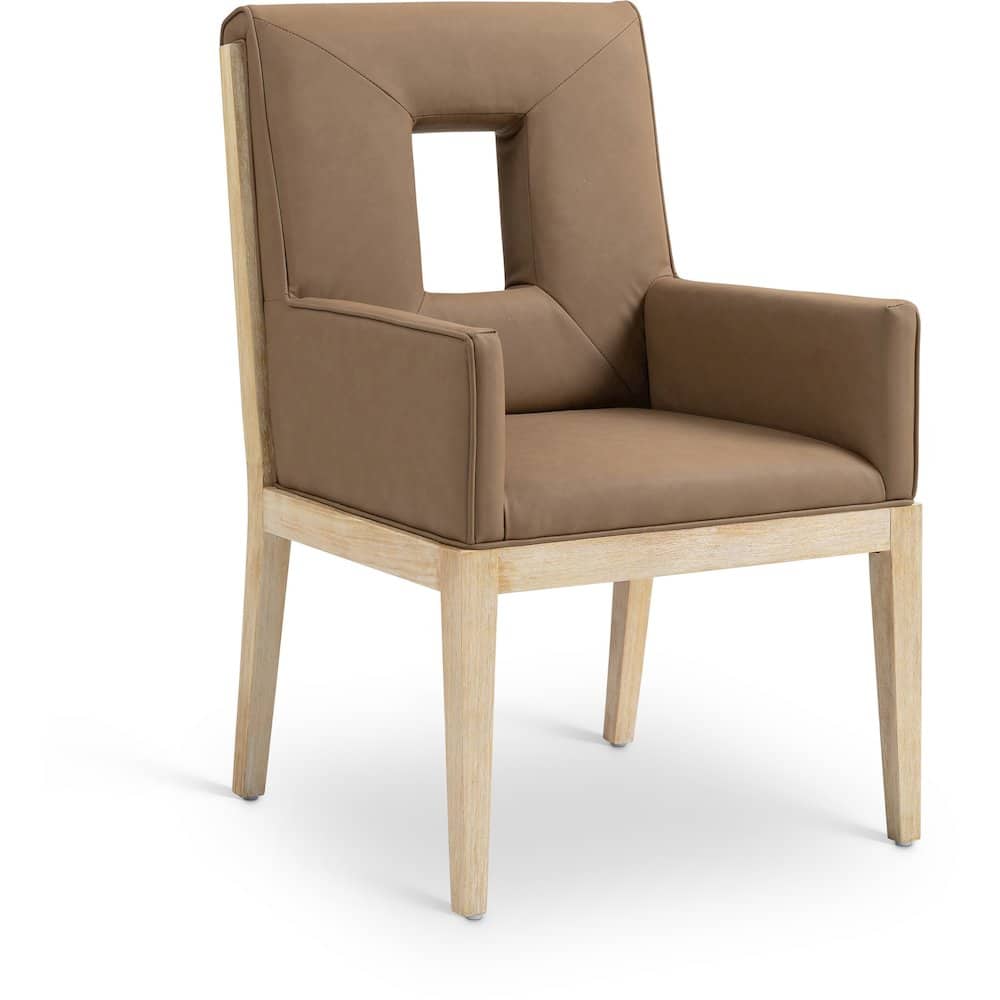 Meridian Furniture - Gwendolyn Vegan Leather Dining Arm Chair - Brown