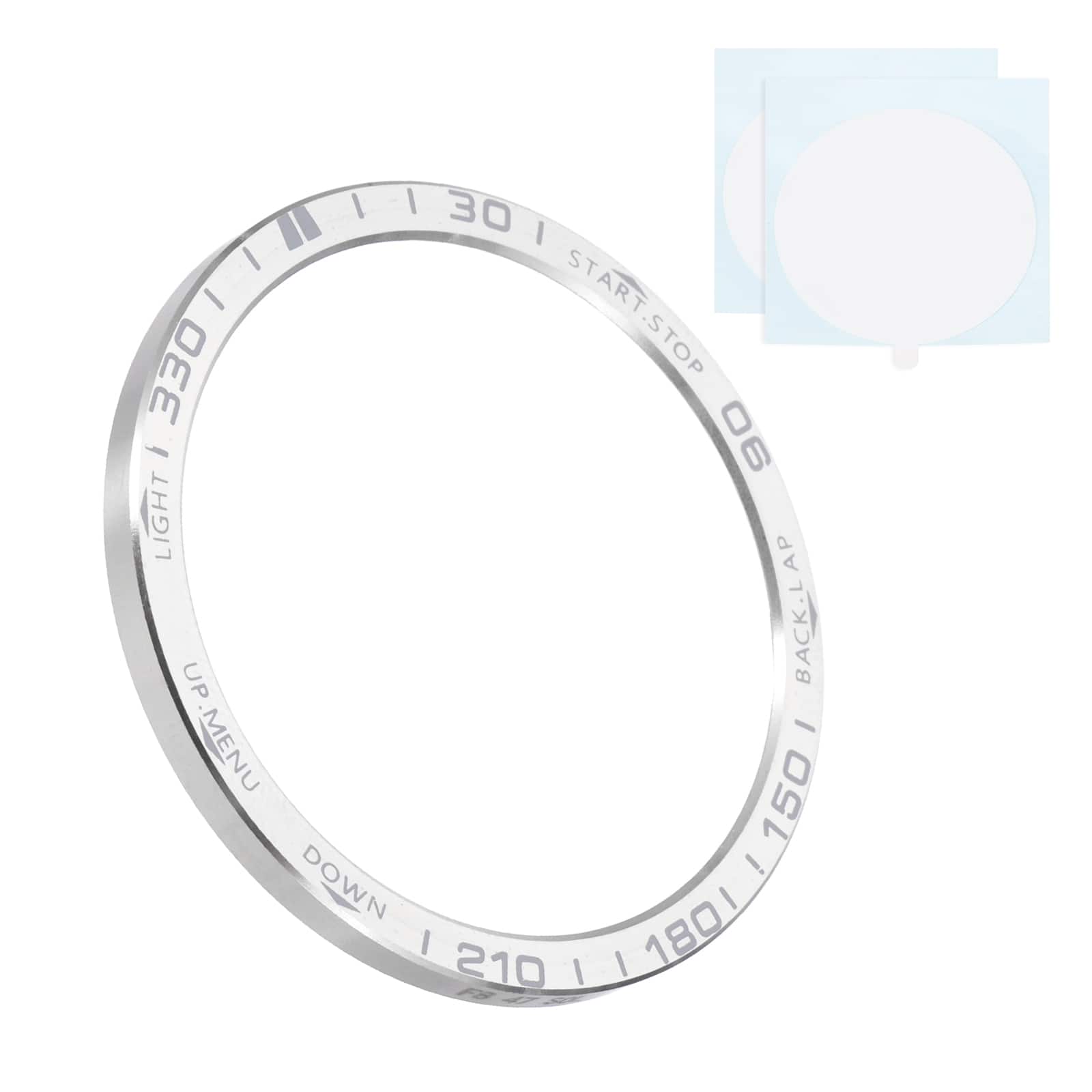 Unique Bargains - 47mm Stainless Steel Bezel Ring Adhesive Bumper Cover Protective Case for Garmin Fenix 8 Solar - Silver/Gray