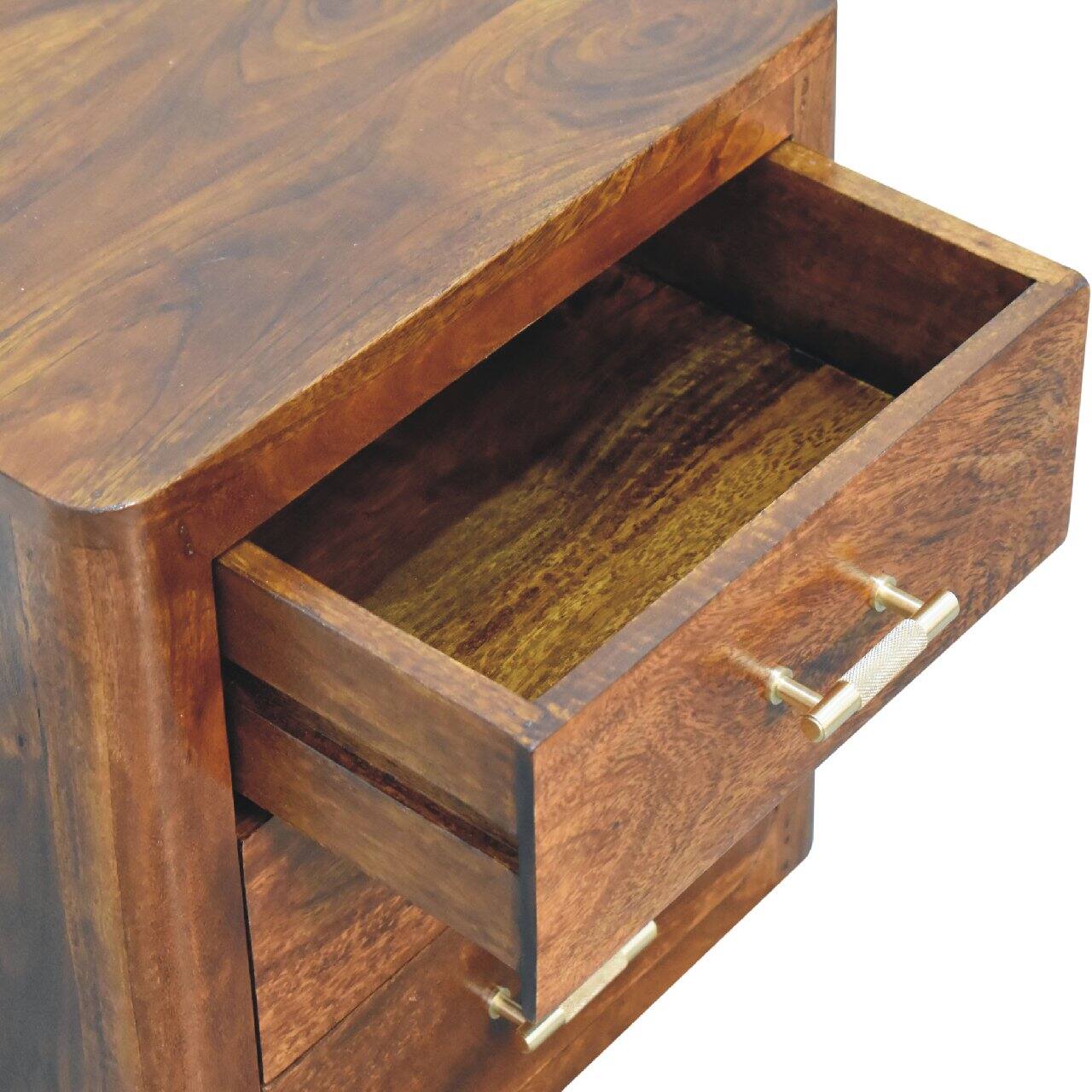 Alt View 3. Artisan Furniture - Artisan Furniture Solid Wood Luca Nightstand, 3 Drawers, Brown - Brown.