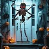 Front. Costway - Costway 6 FT Animated Halloween Decoration Hanging Zombie Light-up Eyes Poseable Arms - Black.