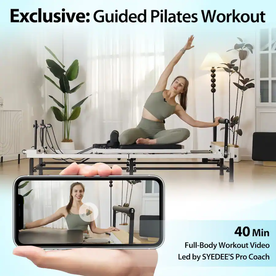 Syedee Foldable Pilates Reformer Machine, Balanced Body Pilates