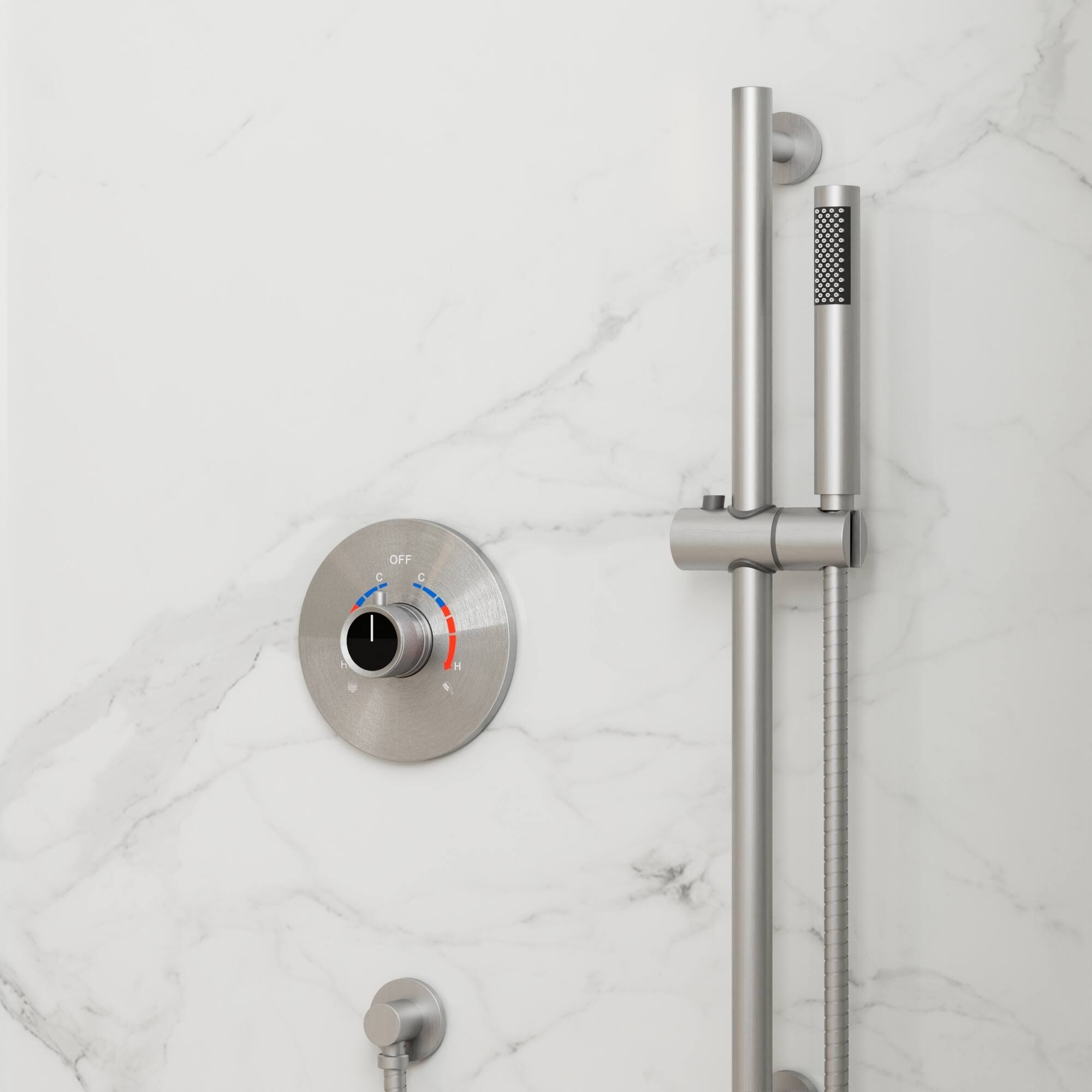 Alt View 8. GRANDJOY - Modern Anti-Scald Multifunction Shower System with Adjustable Slide Bar and Fingerprint-Resistant Finish - Brushed Nickel.