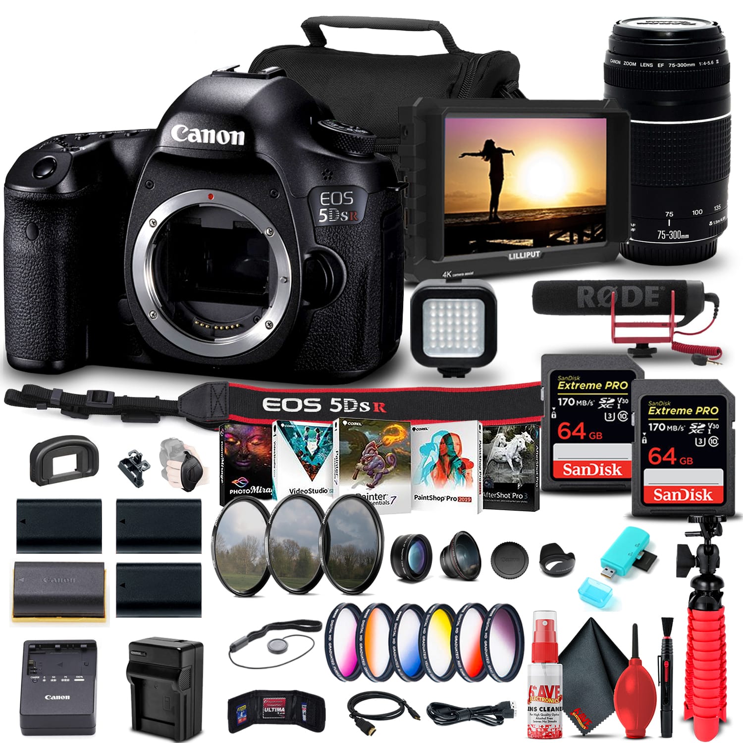 EOS 5DS R DSLR Camera (Body) (0582C002) + Canon EF 75-300mm + More Bundle (International Version)