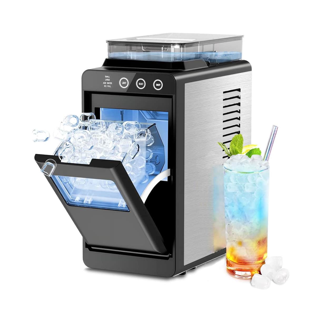 Electactic - 26-lb Ice Per day Portable/Countertop Bullet Ice Maker with water tank ( - Black