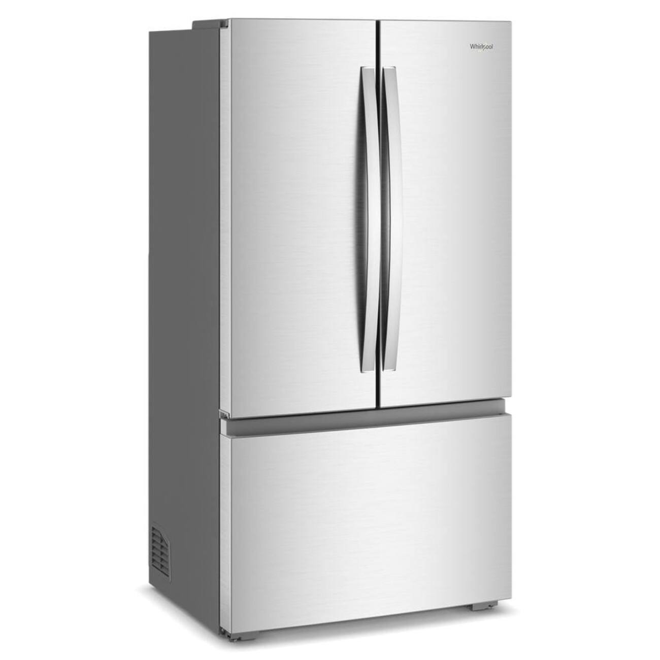 Angle. Whirlpool - 36 in. Wide 24 cu. ft. 3-Door French Door Counter Depth Refrigerator - Fingerprint-Resistant Stainless Finish.