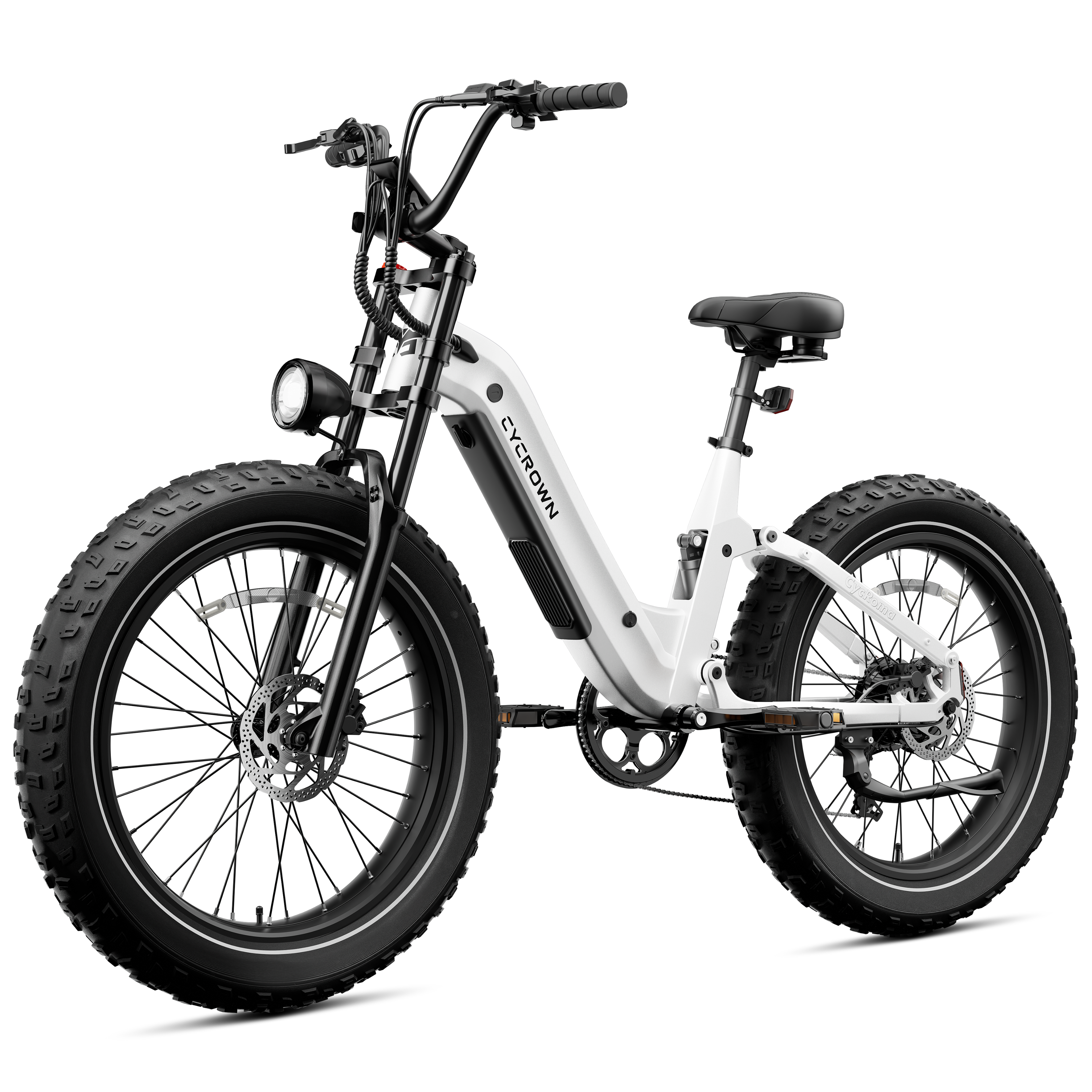 Front. CYCROWN - Roma All-Terrain Ebike(1000W Motor , 20MPH Top Speed , 90Miles Range , 48V 20Ah Battery) - White.