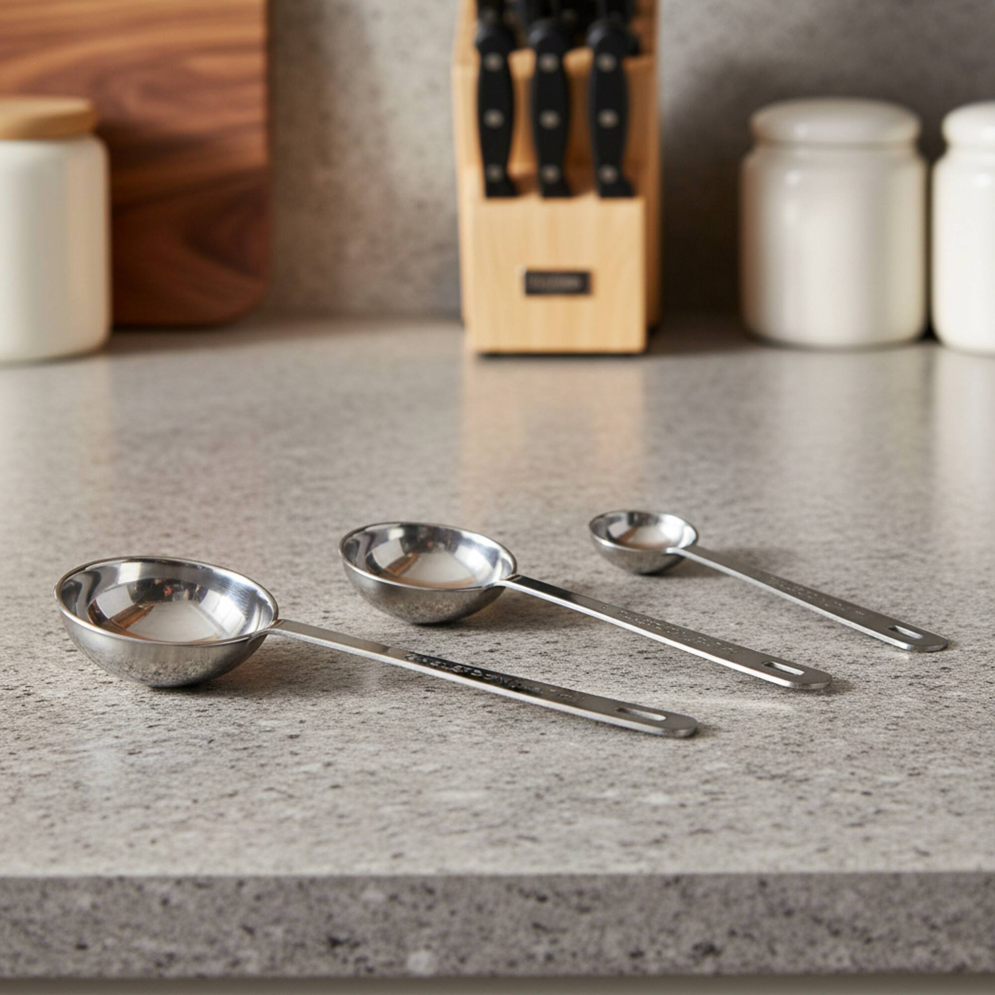 Back. Amco - Amco Stainless Steel Measuring Spoons (Set of 4) - 1/4 Tsp, 1/2 Tsp, 1 Tsp, 1 Tbsp - Silver.