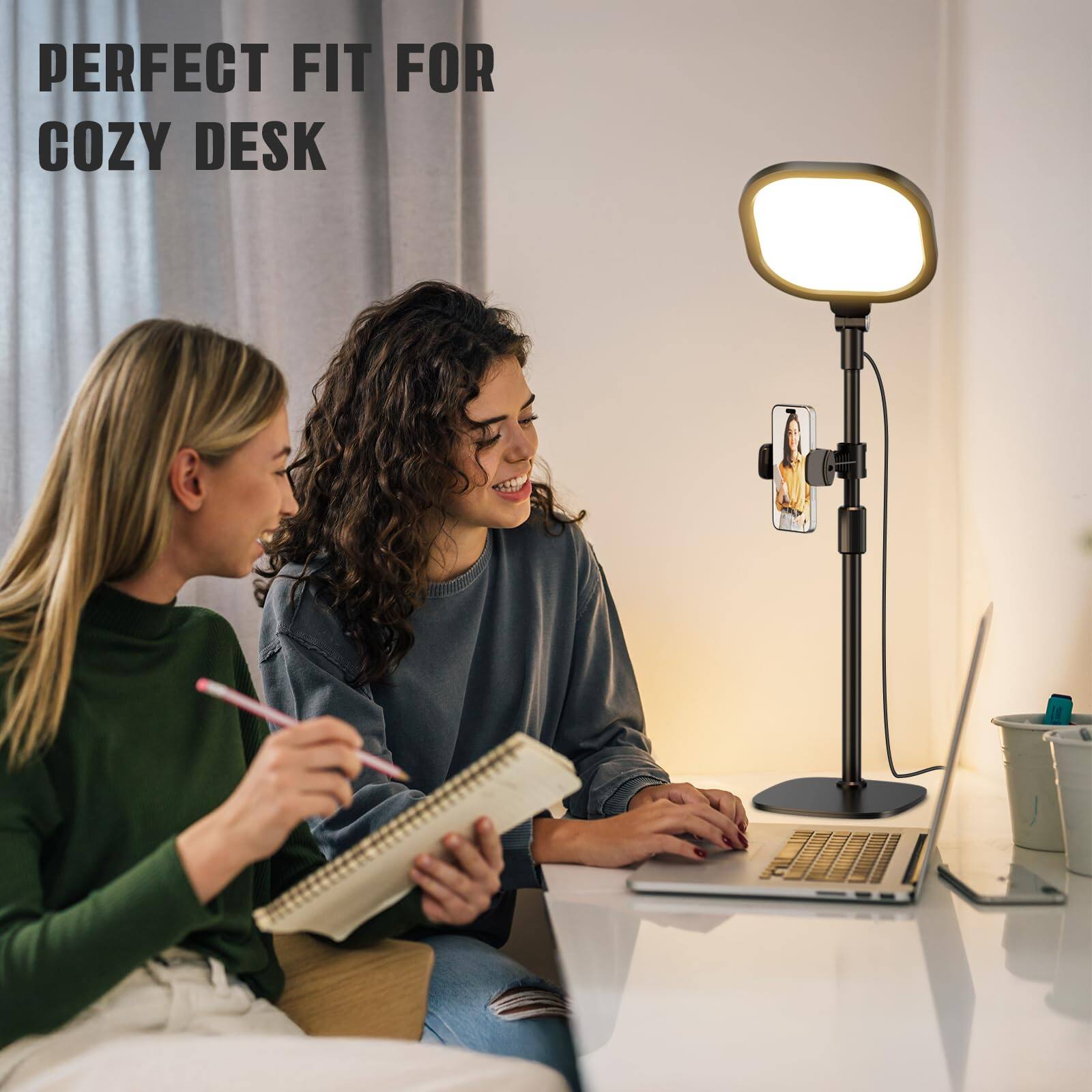 TECH SAFARI Desk Ring Light With Stand And Phone Holder 3000k 6500k ...