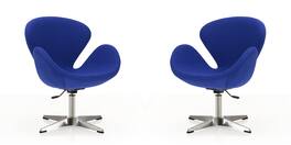 Manhattan Comfort - Raspberry Modern Upholstered Swivel Lounge Chair - Set of 2 - Blue