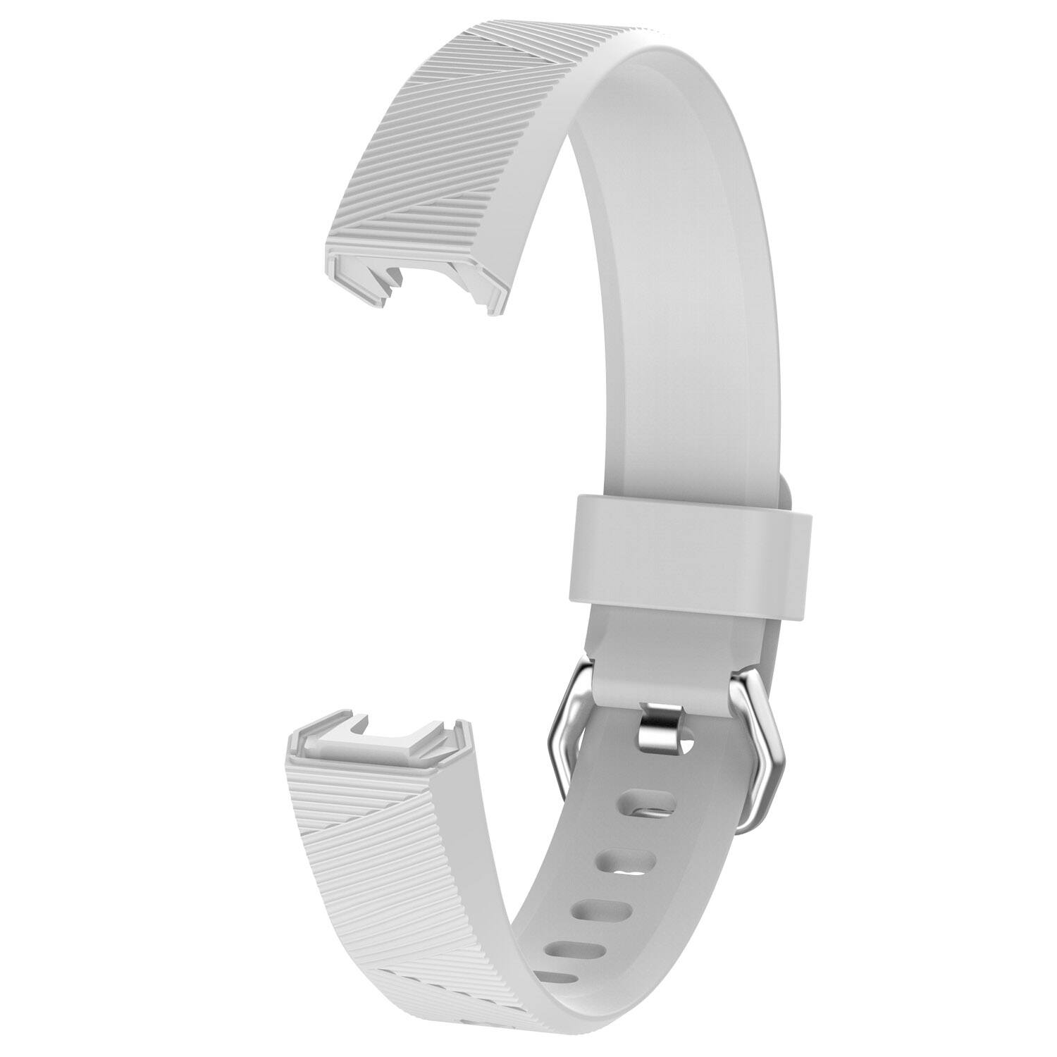 Left. StrapsCo - Active Band Rubber Watch Strap For Fitbit Alta (Short-Medium) - White.